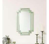 Melody Maison Green Glass Art Deco Rectangle Wall Mirror - 80cm x 50cm