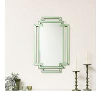 Melody Maison Green Glass Art Deco Rectangle Wall Mirror - 80Cm X 50Cm