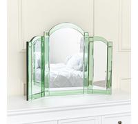 Melody Maison Green Glass Art Deco Triple Mirror 74Cm X 60Cm