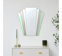 Melody Maison Green & Mocha Glass Art Deco Fan Wall Mirror 75Cm X 68Cm