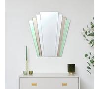 Melody Maison Green & Mocha Glass Art Deco Fan Wall Mirror 75cm x 68cm