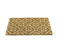 Melody Maison Green & Natural Geometric Tile Print Coir Door Mat Melody Maison Green