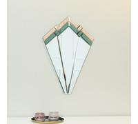 Melody Maison Green & Pink Glass Art Deco Fan Wall Mirror 60Cm X 40Cm