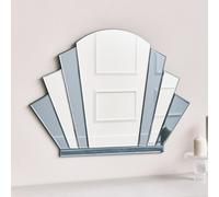 Melody Maison Grey Glass Art Deco Arch Fan Wall Mirror 80cm X 60cm in Light Grey | Size: 80 cm X 60 cm Melody Maison Light Grey 80 cm X 60 cm