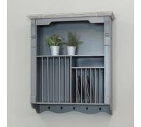 Melody Maison Grey Wall Mounted Wooden Plate Rack