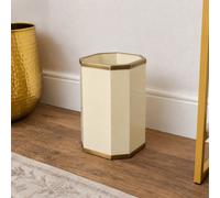 Melody Maison Hexagonal Cream & Gold Edge Wooden Waste Paper Bin - 20Cm X 30Cm