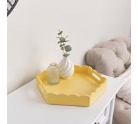 Melody Maison Hexagonal Lemon Yellow Scalloped Tray - 35Cm