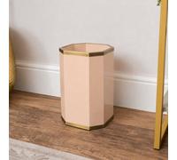 Melody Maison Hexagonal Pale Peach & Gold Edge Wooden Waste Paper Bin - 20Cm X 30Cm