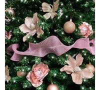 Melody Maison Hot Pink Sparkle Ruffle Christmas Tree Ribbon - 270Cm (2.7M / 106.3')