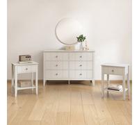 Melody Maison Ivory 6 Drawer Chest Of Drawers & Pair Of One Drawer Bedside Tables - Padstowe Ivory Range