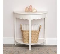 Melody Maison Ivory Scalloped Half Moon Console Table With Shelf - 78cm X 80cm in White | Size: 78 cm X 80 cm Melody Maison White 78 cm X 80 cm