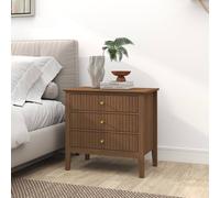 Melody Maison Large 3 Drawer Bedside Table - Hales Dark Wood Range in Brown Melody Maison Brown