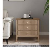 Melody Maison Large 3 Drawer Bedside Table - Hales Pale Wood Range in Light Brown Melody Maison Light Brown
