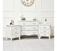 Melody Maison Large 3 Drawer Chest Of Drawers & Pair Of Bedside Tables - Elizabeth Ivory Range
