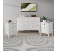 Melody Maison Large 6 Drawer Chest Of Drawers And Pair Of 3 Drawer Bedside Tables - Rowley White Range