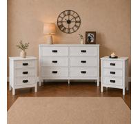 Melody Maison Large 6 Drawer Chest Of Drawers And Pair Of Bedside Tables - Lawrence Ivory Range