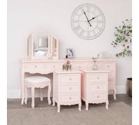 Melody Maison Large 6 Drawer Chest Of Drawers, Dressing Table Set & Pair Of Bedside Tables - Sophia Pink Range in Pale Pink Melody Maison Pale Pink