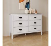 Melody Maison Large 6 Drawer Chest Of Drawers With Black Handles - Lawrence White Ivory Range Melody Maison Ivory