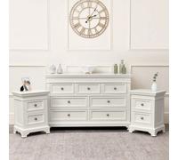 Melody Maison Large 7 Drawer Chest Of Drawers & Pair Of Bedside Tables - Daventry Ivory Range