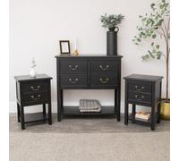 Melody Maison Large Black 4 Drawer Chest Of Drawers & Pair Of Bedside Tables - Briggs Range