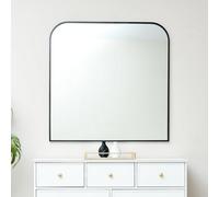 Melody Maison Large Black Curved Square Arched Overmantel Mirror 100Cm X 100Cm