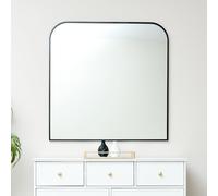 Melody Maison Large Black Curved Square Arched Overmantle Mirror 100cm X 100cm in Jet Black | Size: 100 cm X 100 cm Melody Maison Jet Black 100 cm X 100 cm