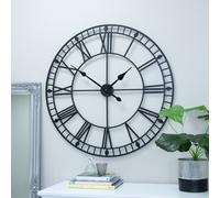 Melody Maison Large Black Iron Skeleton Wall Clock 88Cm X 88Cm