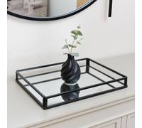 Melody Maison Large Black Mirrored Cocktail Tray Melody Maison Black