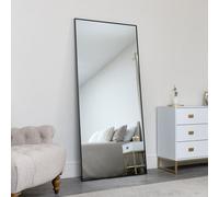 Melody Maison Large Black Thin Framed Leaner Mirror 80Cm X 180Cm