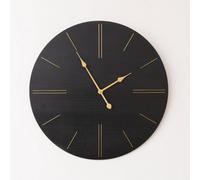 Melody Maison Large Black Wooden Grain & Gold Detailed Wall Clock - 70Cm X 70Cm