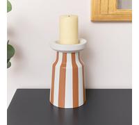 Melody Maison Large Burnt Orange Striped Pillar Candle Holder - 28Cm