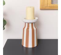 Melody Maison Large Burnt Orange Striped Pillar Candle Holder - 28cm Melody Maison Orange