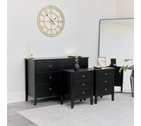 Melody Maison Large Chest Of Drawers And Pair Of Bedside Tables - Hales Black Range
