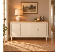 Melody Maison Large Cream & Wooden 4 Door Sideboard - Claudia Range