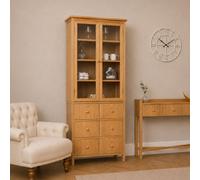Melody Maison Large Curved Pale Wood Glass Fronted Display Cabinet - Austin Wood Range