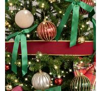Melody Maison Large Dark Red & Gold Velour Christmas Tree & Gift Wrapping Ribbon - 270Cm
