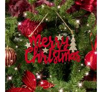 Melody Maison Large Dark Red Velvet & Gold Glitter 'merry Christmas' Hanging Sign Decoration