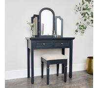 Melody Maison Large Dressing Table, Mirror & Stool Set - Daventry Navy Black Range