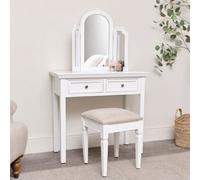 Melody Maison Large Dressing Table, Mirror & Stool Set - Daventry White Range