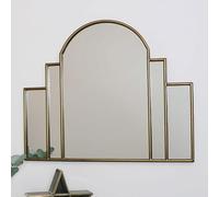 Melody Maison Large Gold Art Deco Arch Fan Mirror 80cm x 65cm