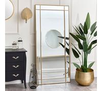 Melody Maison Large Gold Framed Art Deco Wall / Leaner Mirror 80Cm X 180Cm