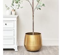 Melody Maison Large Gold Hammered Metal Planter 40Cm X 38Cm