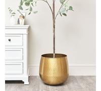 Melody Maison Large Gold Hammered Metal Planter 40cm X 38cm | Size: 40 cm X 38 cm Melody Maison Gold 40 cm X 38 cm
