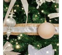 Melody Maison Large Gold & Ivory Iridescent Wired Christmas Tree & Gift Wrapping Ribbon - 270Cm