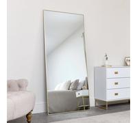 Melody Maison Large Gold Thin Framed Leaner Mirror 80cm X 180cm in Metallic Gold | Size: 80 cm X 180 cm Melody Maison Metallic Gold 80 cm X 180 cm