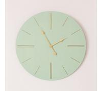 Melody Maison Large Green Wooden Grain & Gold Detailed Wall Clock - 70Cm X 70Cm