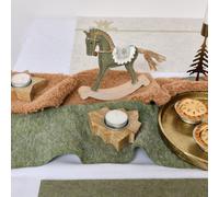 Melody Maison Large Green Wool Table Runner - 140Cm (1.4M / 55.1')