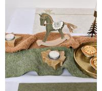 Melody Maison Large Green Wool Table Runner - 140cm (1.4m / 55.1') Melody Maison Green