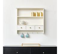 Melody Maison Large Ivory Wall Shelf Unit With Drawer Storage And Hooks