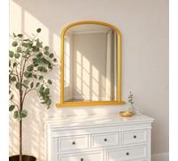 Melody Maison Large Metallic Gold Arched Overmantle Wall Mirror - 88Cm X 99Cm